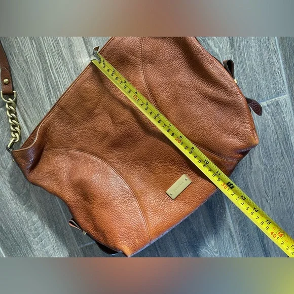 Brahmin Shoulder Purse Handbag Pebble Magnet Top Cognac Brown + Chain Strap - Picture 5 of 14